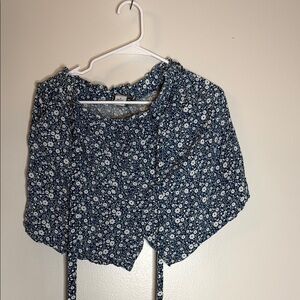 Blue Ruffled Tie Front shorts